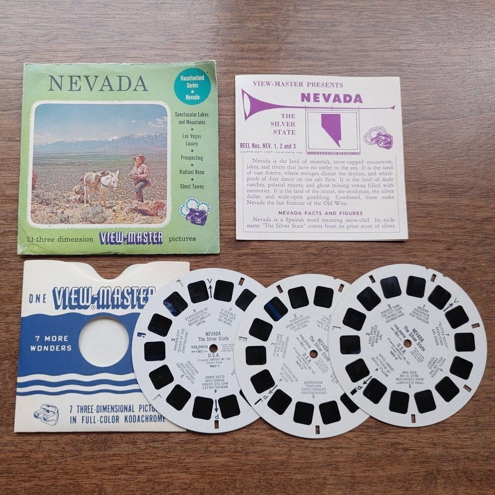 VINTAGE View Master Reels NEVADA COMPLETE Vacationland Series